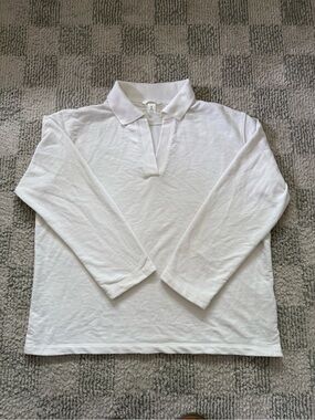H&M White Long Sleeve Polo Top